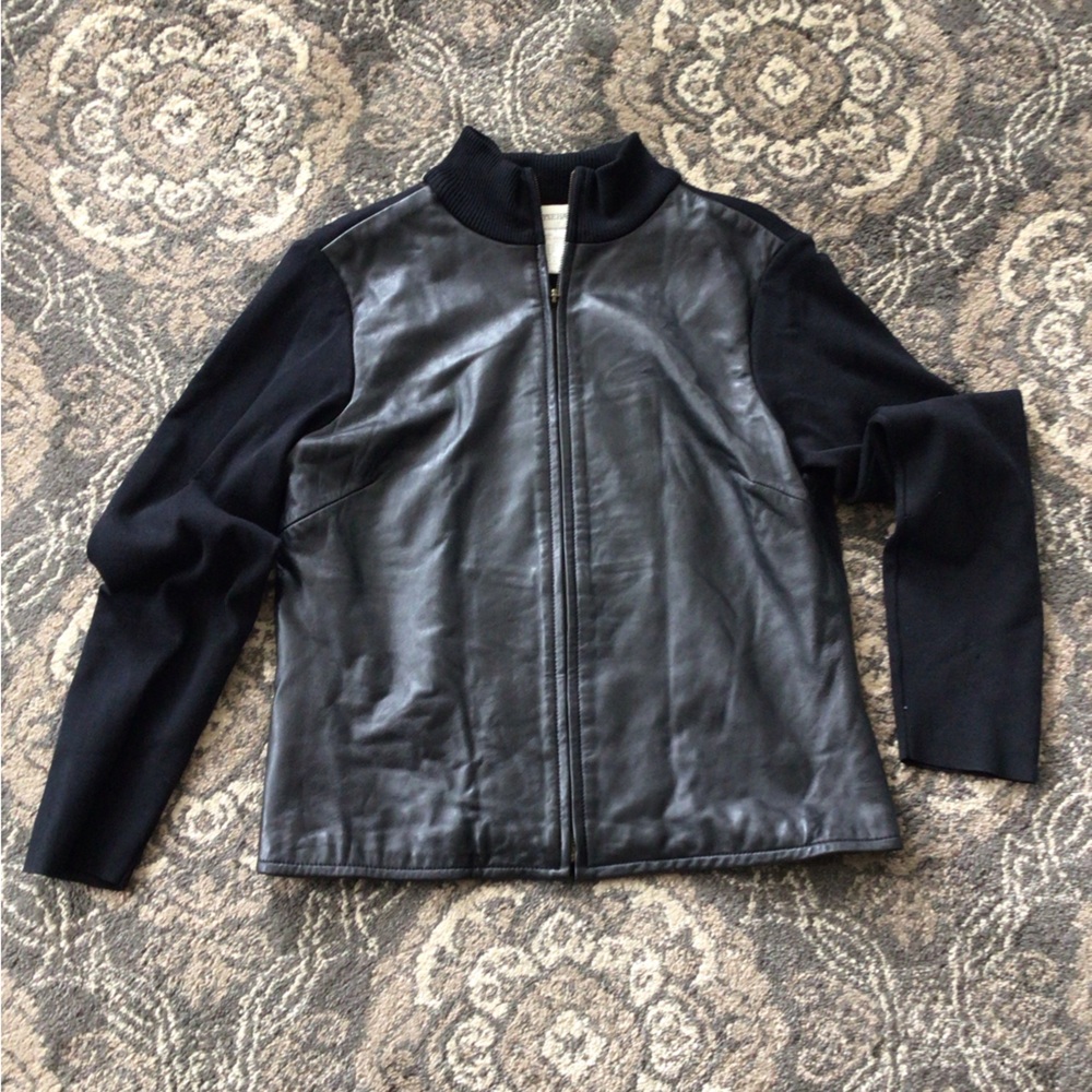 Ilyse Hart Black Leather Cardigan Jacket